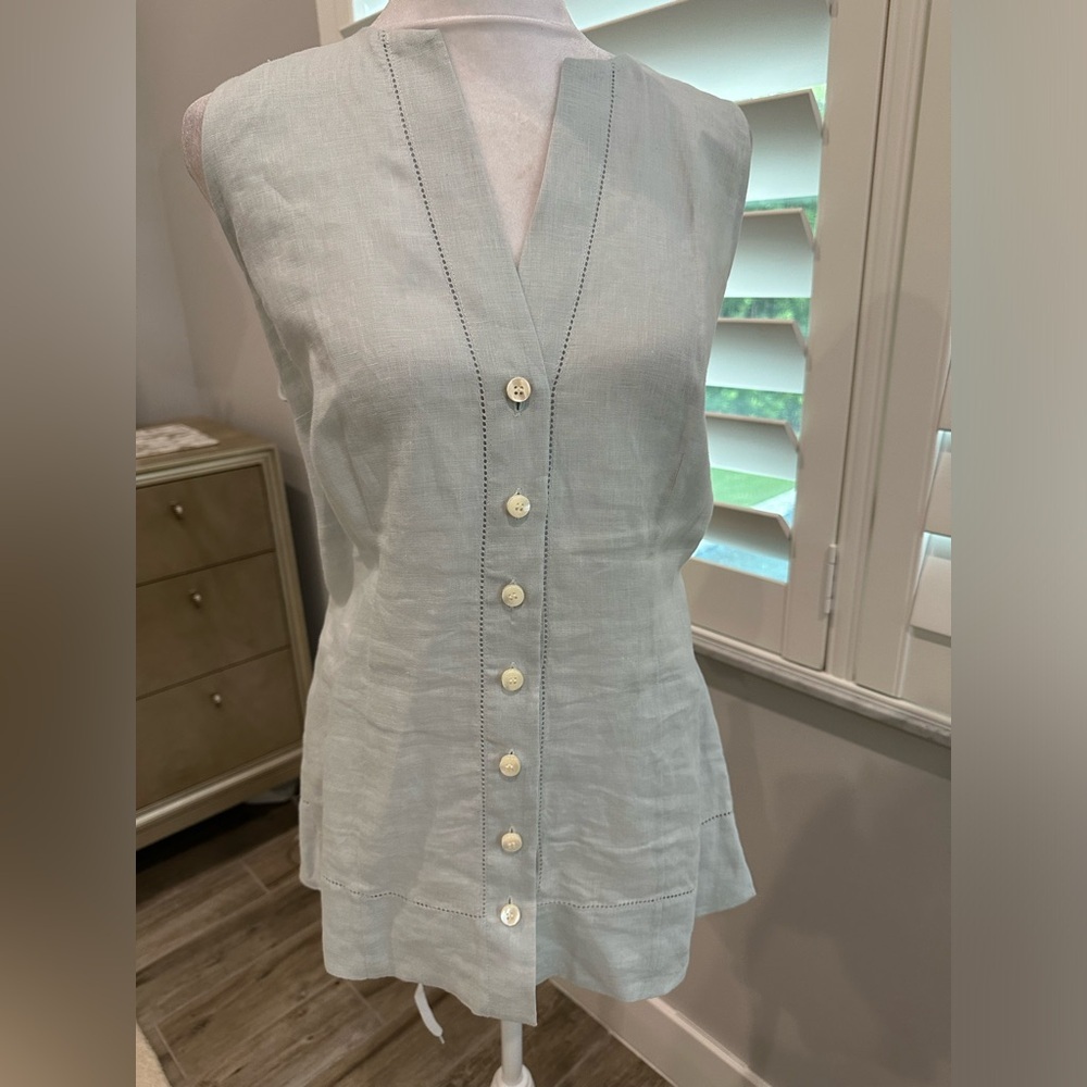 W Worth Linen Top, unlined, Size: 14